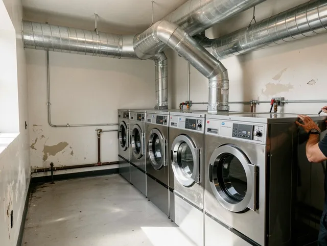Palm Beach Gardens Dryer Vent Cleaning team performing large-scale commercial dryer vent cleaning in Palm Beach Gardens
