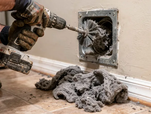 Certified Palm Beach Gardens Dryer Vent Cleaning technician performing dryer vent cleaning in Palm Beach Gardens
