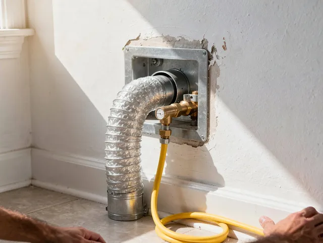 Palm Beach Gardens Dryer Vent Cleaning certified technician performing specialized gas dryer vent cleaning in Palm Beach Gardens